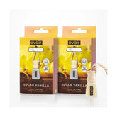Evair Hanging Car Air Freshener with 100% Essential Oils Fragrance in Glass Bottle with Wooden Diffuser Lid | 5 ml - Pack of 2 (Vanilla)