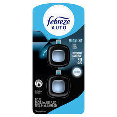 Febreze 2ct Car Auto Midnight: Vent Clips, Adjustable Scent, Phthalate-Free, Disposable, Oil-Based Freshener