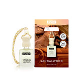 Evair Hanging Car Air Freshener with 100% Essential Oils Fragrance in Glass Bottle with Wooden Diffuser Lid | 10 ml (Sandalwood) Pack of 1