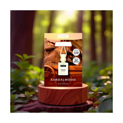 Evair Hanging Car Air Freshener with 100% Essential Oils Fragrance in Glass Bottle with Wooden Diffuser Lid | 10 ml (Sandalwood) Pack of 1