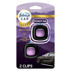 Febreze Car Vent Clip Air Freshener - Mountain - 0.14 fl oz/2pk: Dye-Free, Phthalate-Free, Adjustable Fragrance Setting