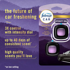 Febreze Car Vent Clip Air Freshener - Mountain - 0.14 fl oz/2pk: Dye-Free, Phthalate-Free, Adjustable Fragrance Setting