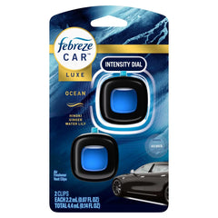 Febreze Car Air Freshener Vent Clip - Ocean Scent - 0.14 fl oz/2pk: Phthalate-Free, Adjustable Fragrance Setting