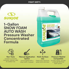 Sun Joe Premium Snow Foam Car Wash Soap & Cleaner for Vinyl, Aluminum, Wood, & Brick, Removes Dirt & Grime, Coconut Scent, 1 Gallon, SPX-FCS1G-COC