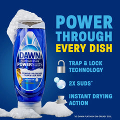 Dawn Platinum Plus PowerSuds Ez Squeeze Dish Soap - Fresh Rain - 17.4 fl oz: Liquid, Removes Grease, Multi-Surface