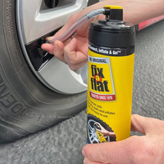 Fix-a-Flat 16oz Sedan and Coupe Tire Inflator: Automotive Accessories, Metal, 90-Day Warranty, Clear, 1.25 lbs