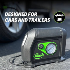 Slime 12V Tire Inflator with Dial: Portable Automotive Car Accessory, Black, 1 Year Warranty