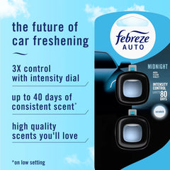 Febreze 2ct Car Auto Midnight: Vent Clips, Adjustable Scent, Phthalate-Free, Disposable, Oil-Based Freshener