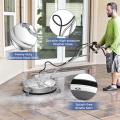 Costway 20" Pressure Washer Surface Cleaner Stainless Steel Power Cleaner Attachment