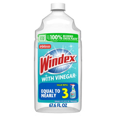 Windex Vinegar Window and Glass Cleaner Refill Bottle - 67.6 fl oz: Dye-Free, Paraben-Free, Phosphorus-Free