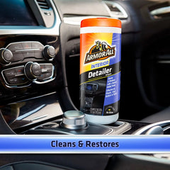 Armor All 25ct Interior Detailer Wipes Automotive Wash: Car Cleaning Supplies, Prevents Fading & Cracking, Unscented