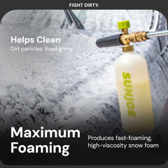 Sun Joe Premium Snow Foam Car Wash Soap & Cleaner for Vinyl, Aluminum, Wood, & Brick, Removes Dirt & Grime, Coconut Scent, 1 Gallon, SPX-FCS1G-COC